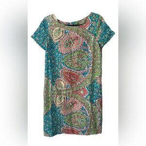 Talbots Paisley Silk Shift Dress. Size 8.